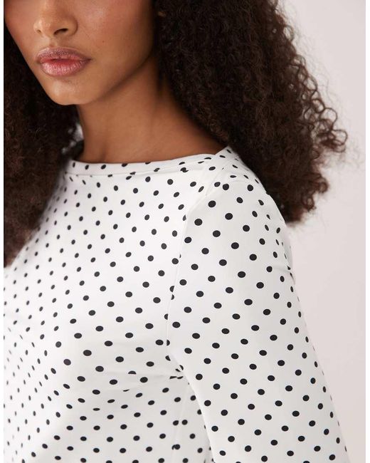 ASOS White 3/4 Sleeve Top With Boat Neck