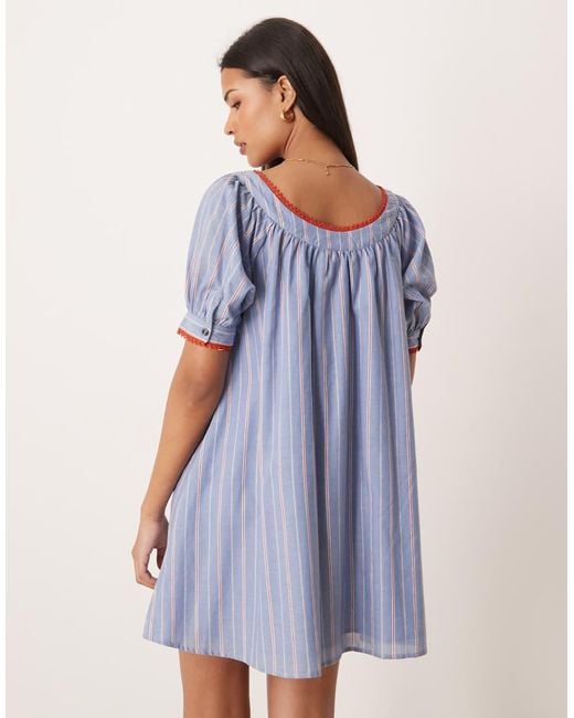 ASOS Blue Babydoll Button Down Mini Dress