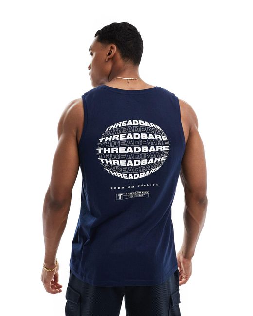 Threadbare Blue Logo Print Vest for men