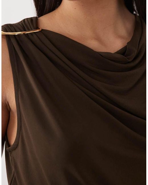 Mango Black Asymmetric Sleeveless Top With Hardware Shoulder Detail