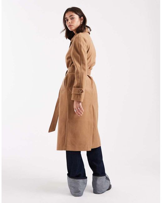 New Look Blue Button Front Belted Coat