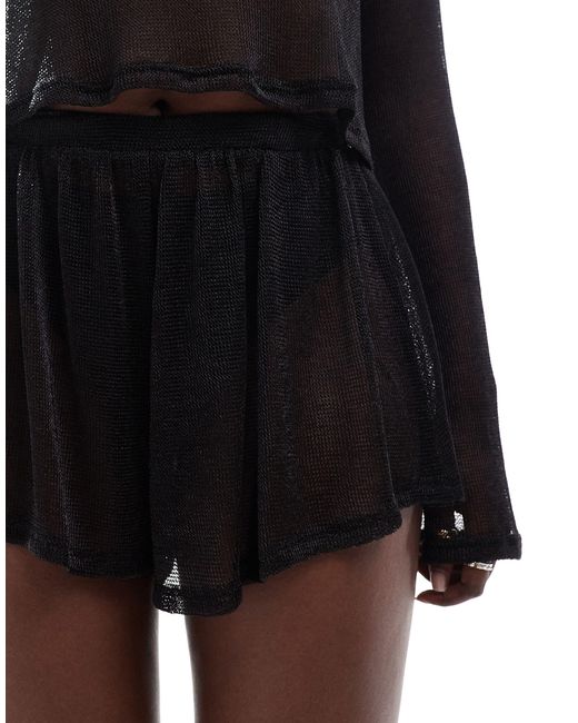 ASOS Black Co-ord Jersey Chainmail Flippy Shorts