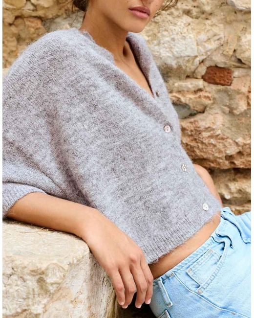 Pull&Bear Blue Short Sleeve Cardigan