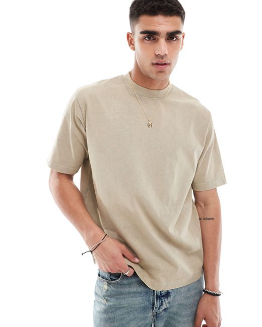 Pull&Bear Natural Boxy Fit T-shirt for men