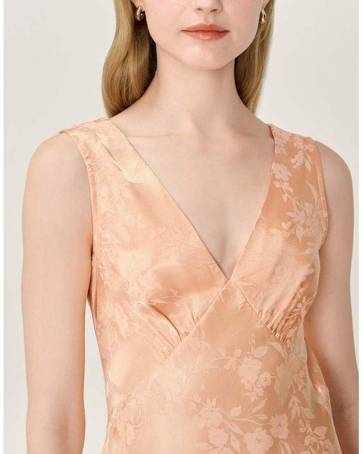 OMNES Natural Dresses Iris Floral Jacquard Midi Slip Dress