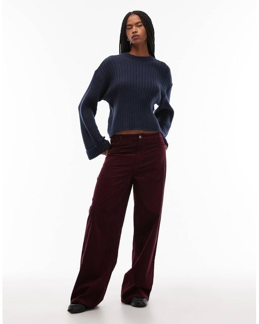 ASOS Blue Knitted Jumper With Turn Up Cuff