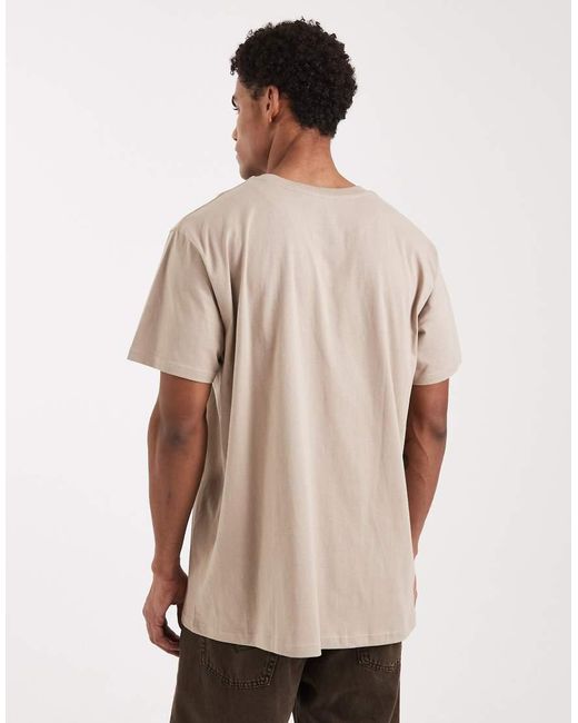 Brave Soul Natural Oversized Crew Neck T-shirt for men