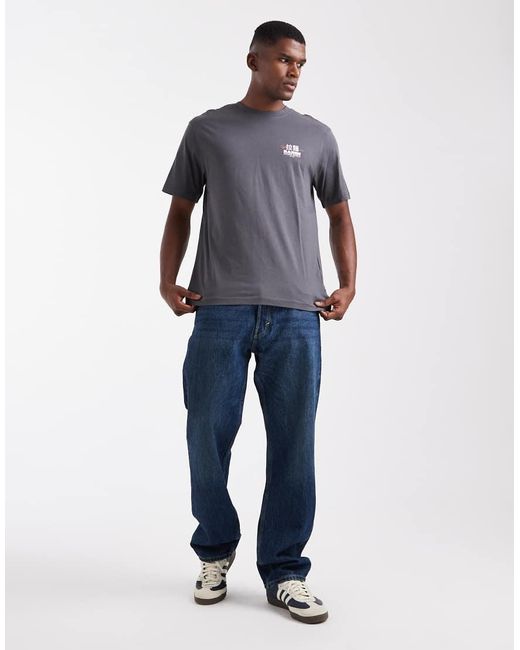 Only & Sons Blue Relaxed Fit T-Shirt With Ramen Bowl Back Print for men