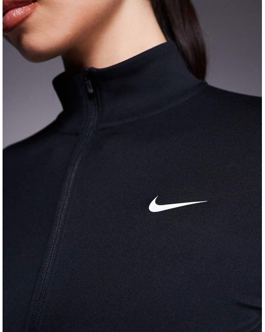 Nike Blue One Dri-fit Full Zip Fitted Long Sleeve Top