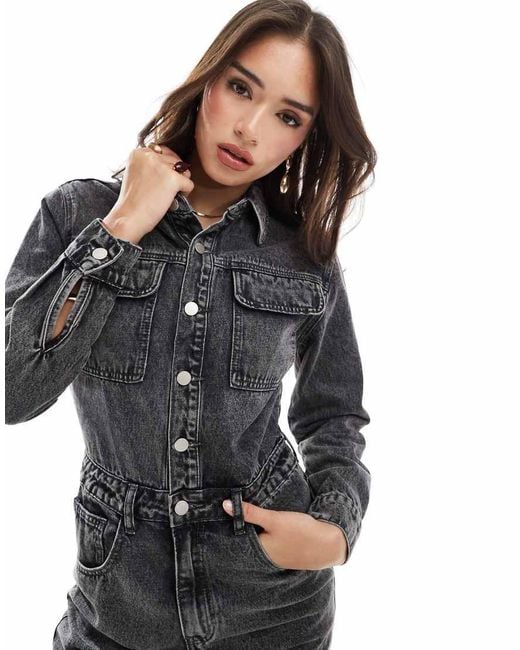 Glamorous Black Denim Boiler Suit
