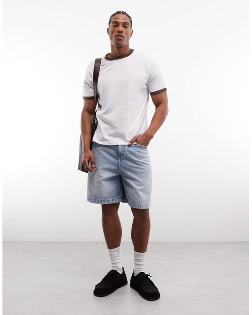 ASOS White Boxy Oversized Regular Fit Ringer T-shirt With Text Graphic for men