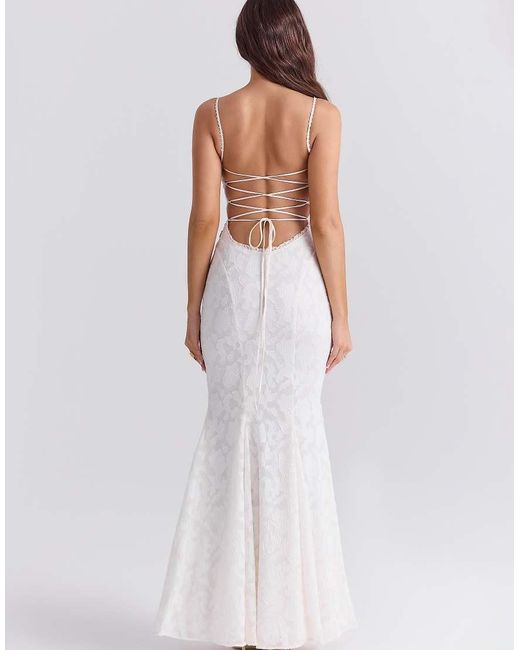 House Of Cb White Joan Lace Up Back Maxi Dress