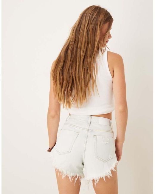 Glamorous Natural Distressed Denim Shorts