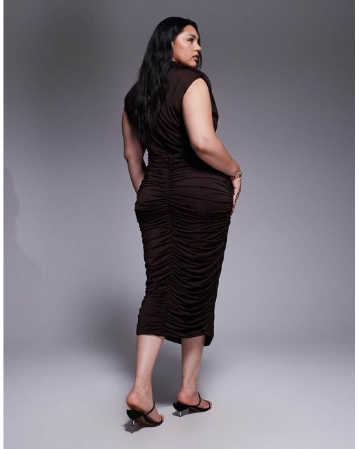 Tfnc Plus Black High Neck Midi Dress