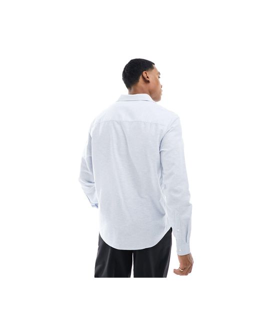 ASOS White Smart Linen Look Stripe Shirt for men