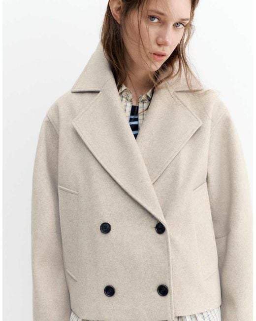 Pull&Bear Natural Soft Short Felt Texture Coat