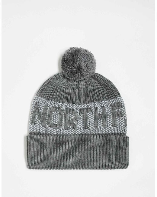 Bonnet à logo rétro et pompon The North Face en coloris Gray