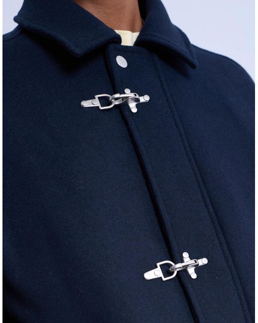 Topman Blue Fireman Clasp Wool Blend Jacket for men
