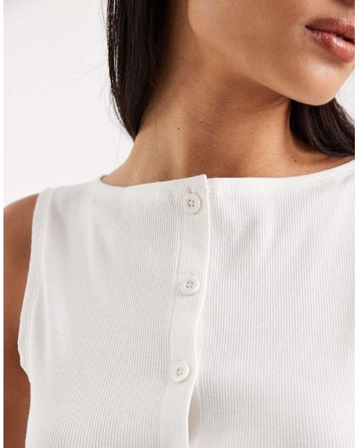 ASOS White Button Down Boat Neck Top