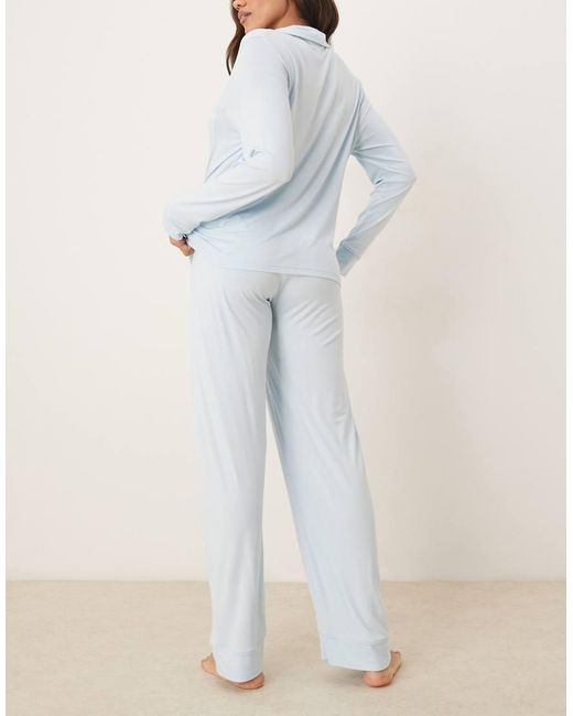 ASOS White Asos Design Maternity Super Soft Long Sleeve Shirt & Trouser Pyjama Set