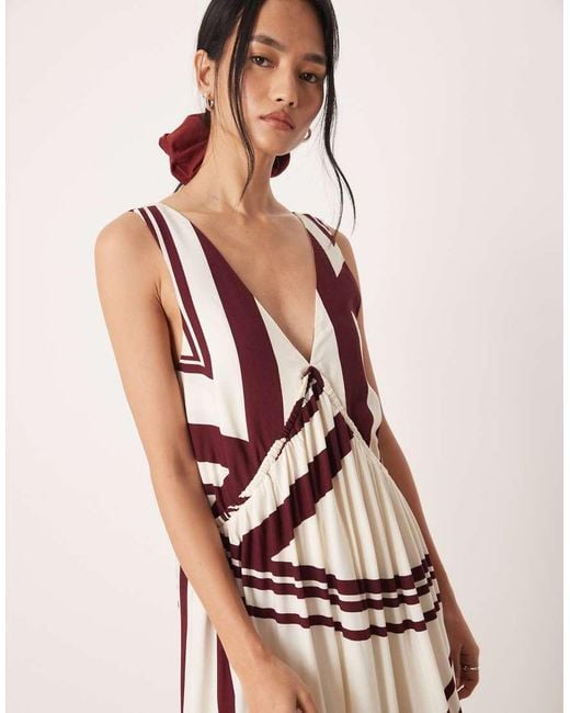 ASOS Pink V Neck Trapeze Tiered Maxi Dress