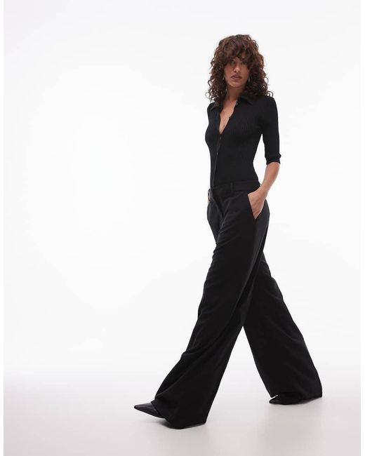 Mango Black Suit Detail Contrast Jumpsuit