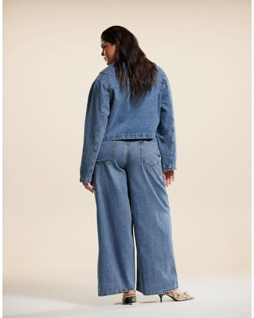 ASOS Blue Asos Design Curve Soft Wide Leg Jean