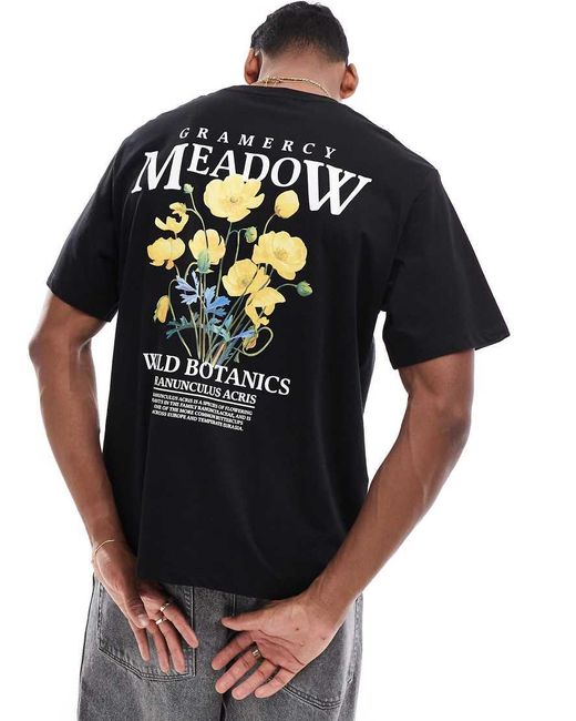 Jack & Jones Oversized T-Shirt Met Print Op De Achterkant in het Black voor heren