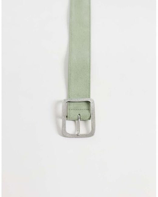ASOS Green Waist And Hip Square Buckle Suede Belt