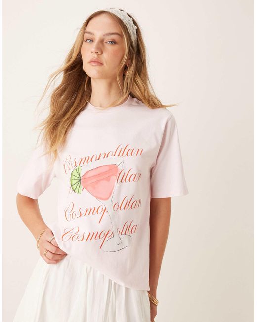 ASOS Pink Oversized Tee With Cosmopolitan Cocktail Graphic