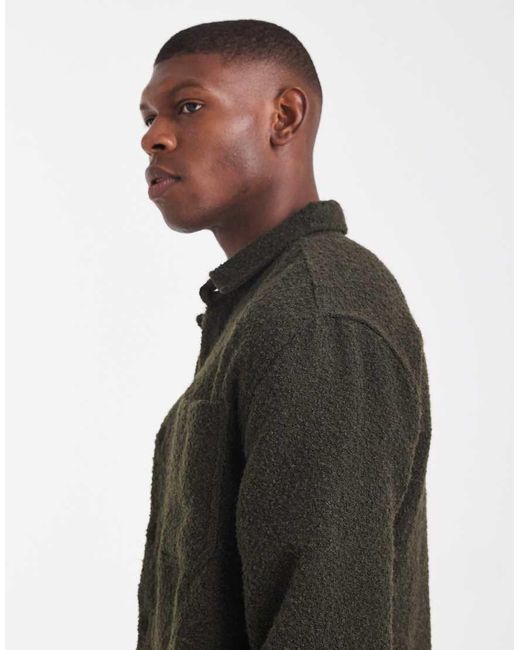 ASOS Black Boucle Overshirt for men