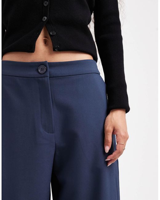 Asos design petite - pantalon décontracté coupe droite ajustée ASOS en coloris Blue