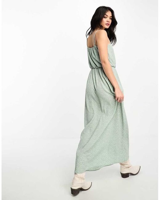 ONLY Green Ruched Out Maxi Dress