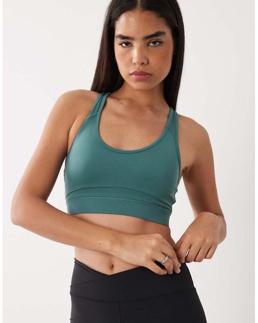 4505 Green Active High Support Sports Bra With Removable Padding And Adjustable Straps