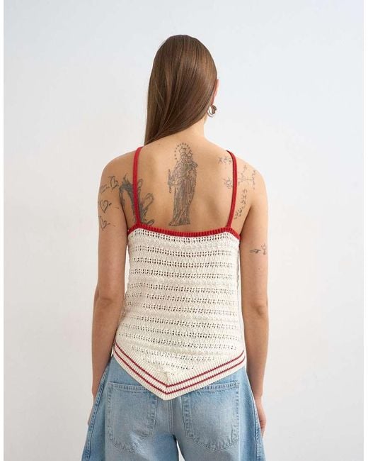 TOPSHOP Blue Knitted Stitchy Halter Top