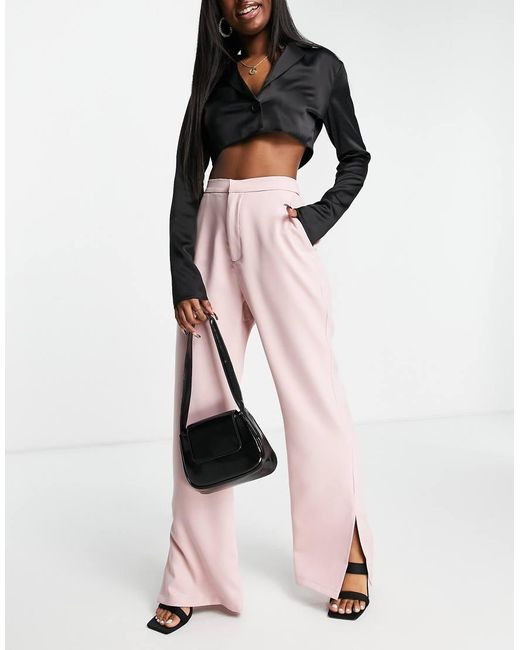 In The Style Pink X Dani Dyer Straight Leg Trouser With Side Splits Co Ord