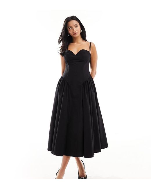Extro & Vert Petite Black Strappy Maxi Corset Dress