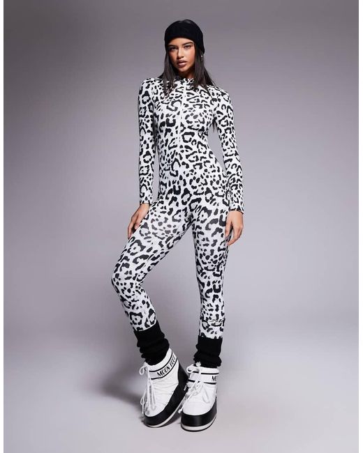 ASOS 4505 Ski & Snow White Asos 4505 Ski Fleece Back Base Layer Long Sleeve Unitard With Thermal Treatment