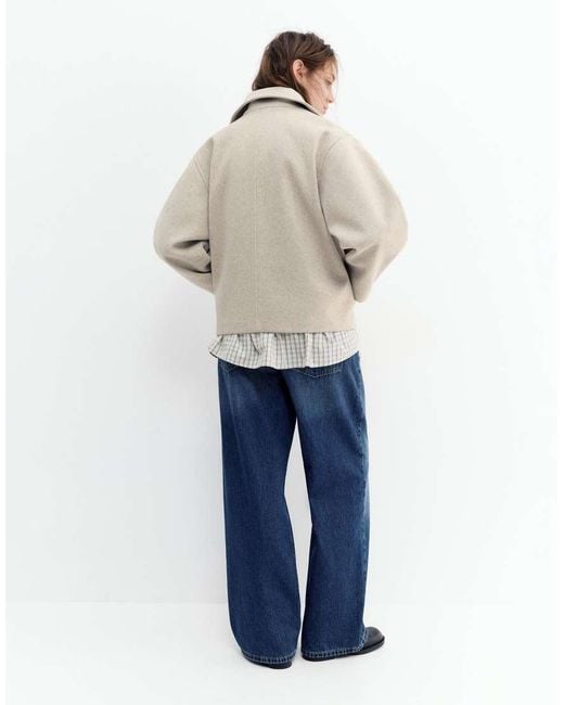 Pull&Bear Natural Soft Short Felt Texture Coat