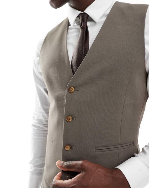 ASOS Gray Skinny Suit Waistcoat for men
