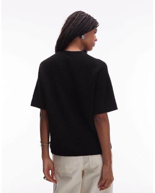 ARKET Black Alpaca And Wool Blend Short Sleeve Sweater