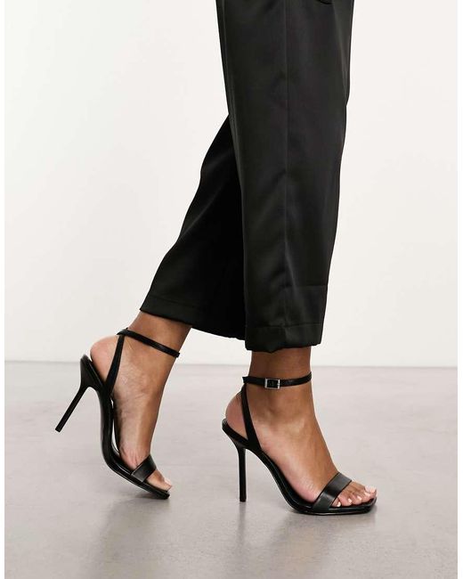 ASOS Wide Fit Nali Barely There Heeled Sandals in Black | Lyst UK