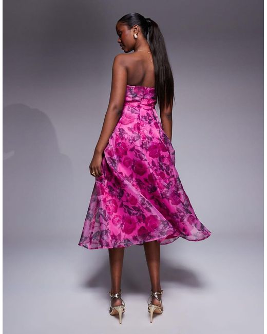 Lulus Pink Lulus Strapless Organza Midi Dress
