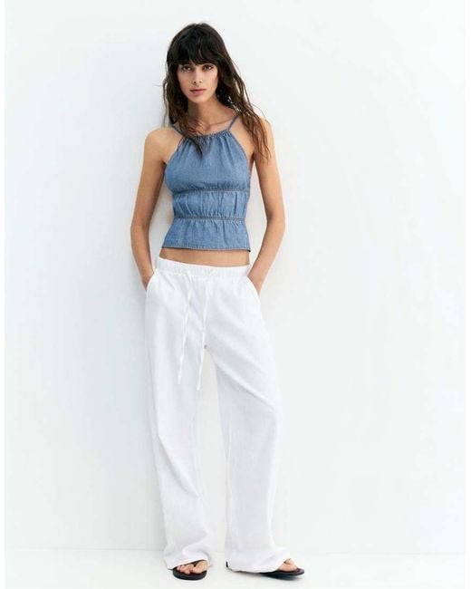 Pull&Bear Blue Flowing Strappy Top