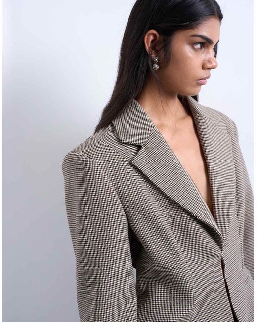 TOPSHOP Geruite Blazer Van Co-Ord Set Met Versmalde Taille in het Gray