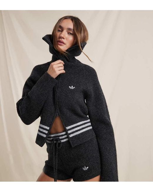 adidas Originals x ASOS Blue Zip Up Knit Jumper With Funnel Neck