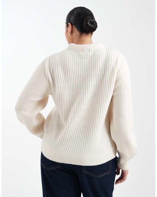 ASOS White Asos Design Curve Crew Neck Rib Detail Jumper
