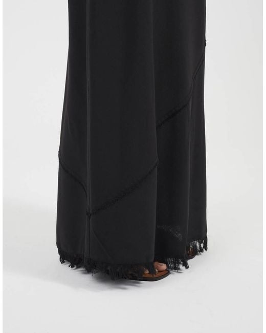 Brave Soul Black Tiered Maxi Skirt With Frayed Hems