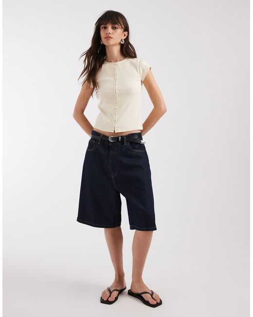 ASOS White Compact Ribbed Button Up Short Sleeve Cardigan