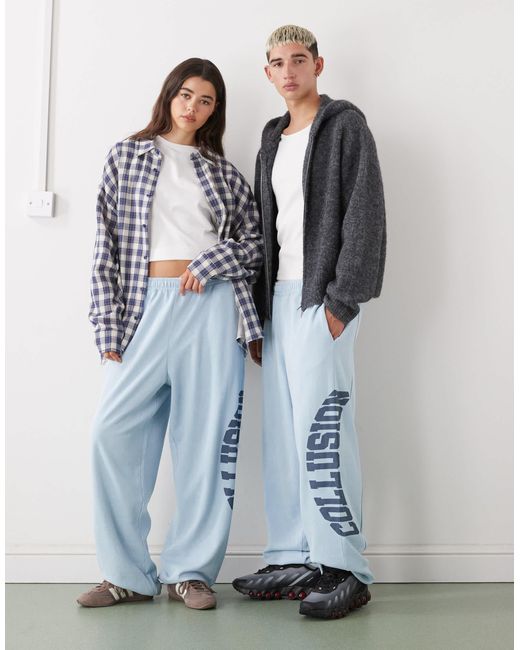 Collusion Pink Unisex Washed baggy joggers With Contrast Stitch Detail